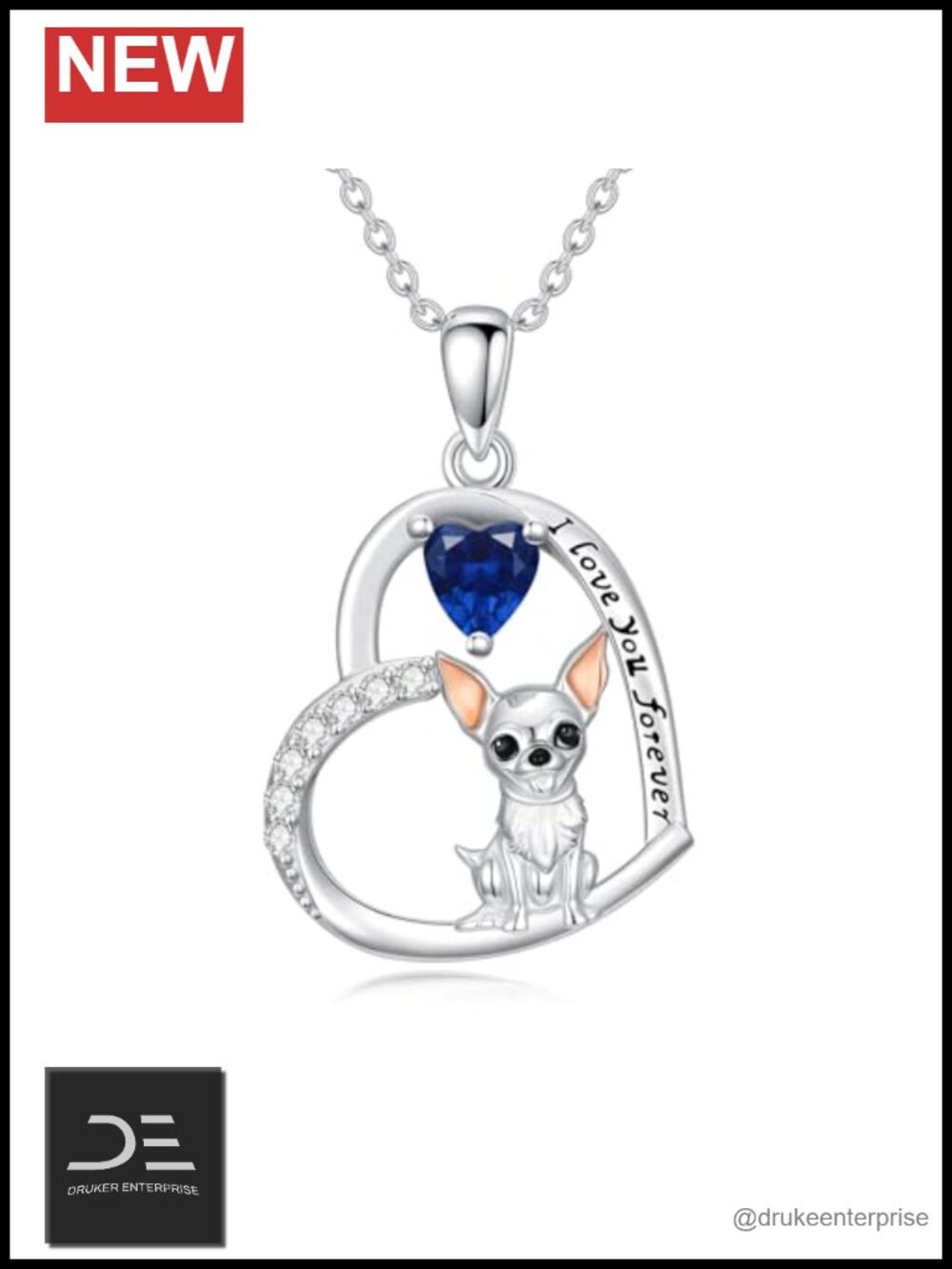 925 Sterling Silver Chihuahua Dog Necklace Pendant Hypoallergenic Jewelry